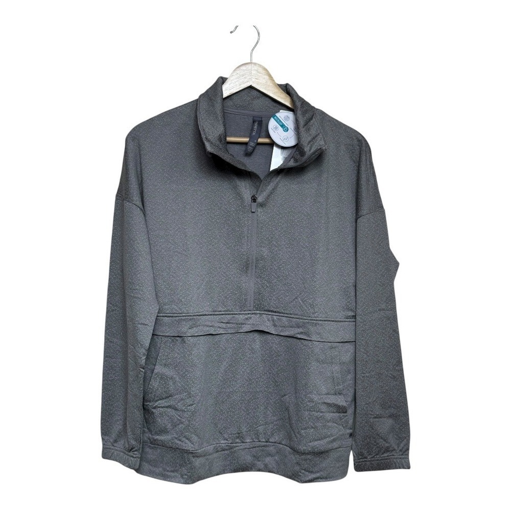 Mondetta Active Pullover Spandex Quarter Zip Kangaroo Pocket Gray M